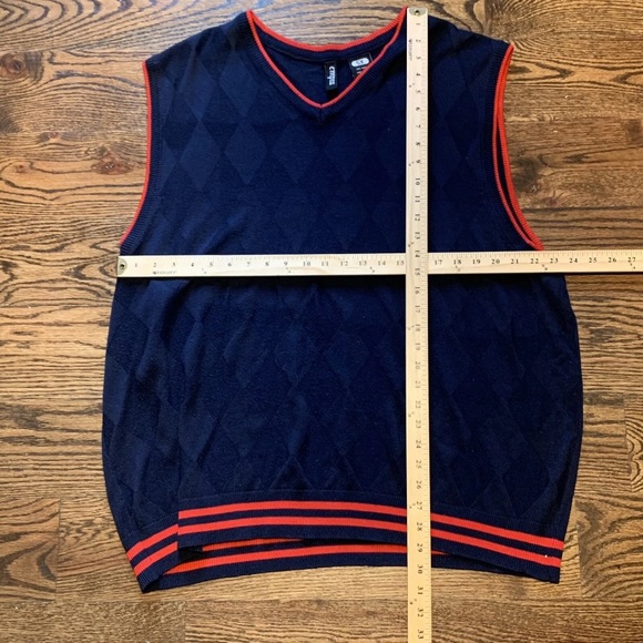 Empra Mens Diamond Blue Front Vest, Red Trim, Acrylic, Size 5X - Picture 6 of 8